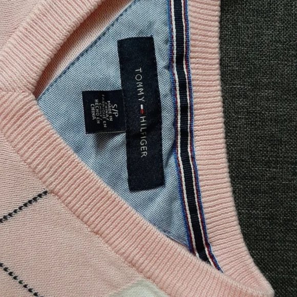 Tommy Hilfiger Argyle V-Neck Sweater - Pink - Size: S - Picture 2 of 2